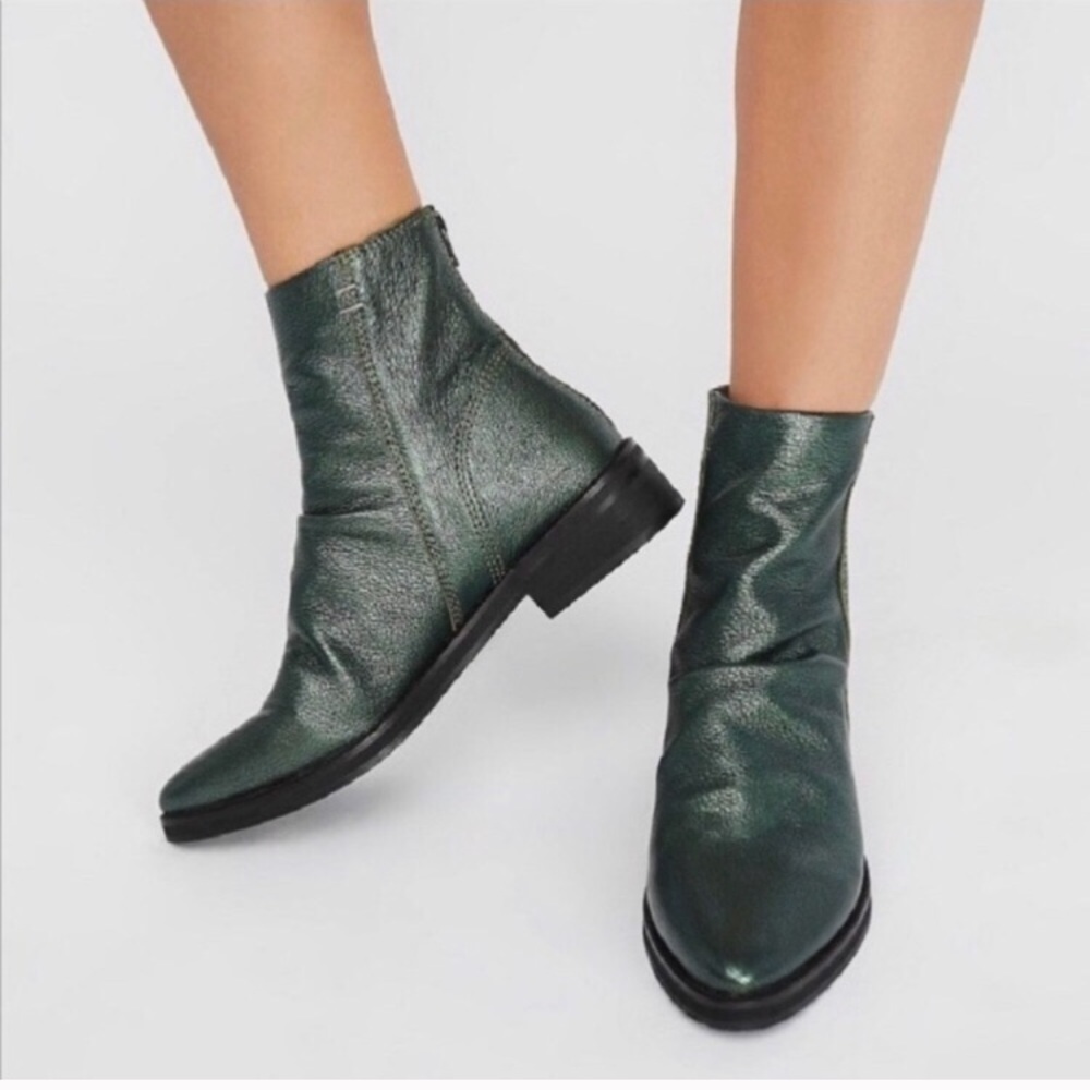 Free People Amarone Ankle Boots Metallic Green Gin